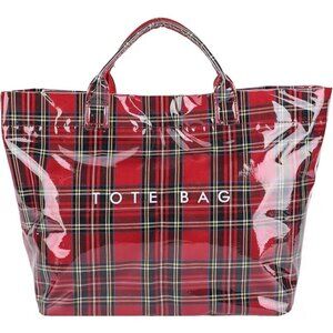 Women’s THE TOTE Handbag PVC - Red Plaid -